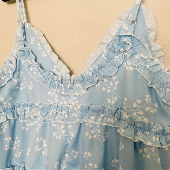 Pale blue floral mini dress - Picture 7 of 10